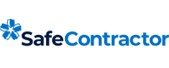 Safe Contractor Accedited Two tone blue logo with symbol in corder
