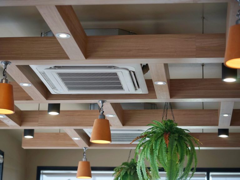 Experienced installation teams Contemporary air conditioning ceiling casssette installation in modern building