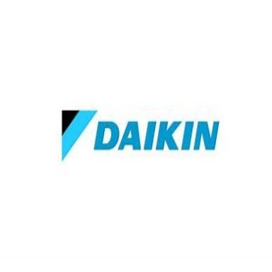 We supply and repair Daikin equipment Daikin logo featuring blue text and a black triangle on a white background.