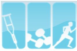 Willow House Logo and link to site Icons representing recovery: crutches, weights, and a running figure.