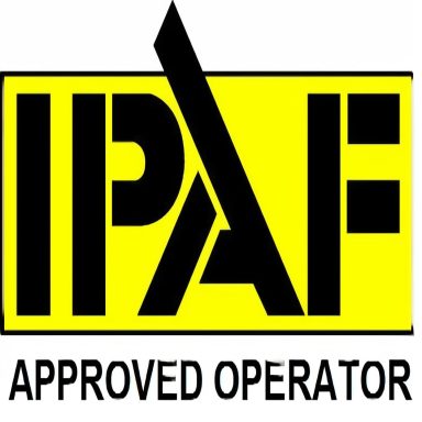 IPAF qualified Black and yellow on white IPAF approved operator logo. A qualification held covering the used of MEWPS and other mobile access equipment.