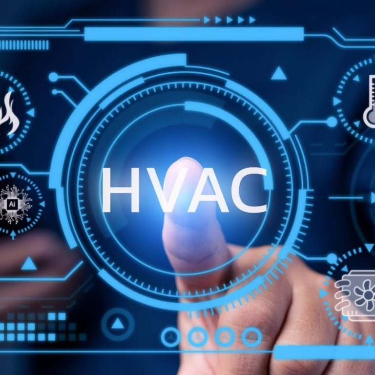 HVAC Services A person interacting with a digital display for HVAC controls and settings.